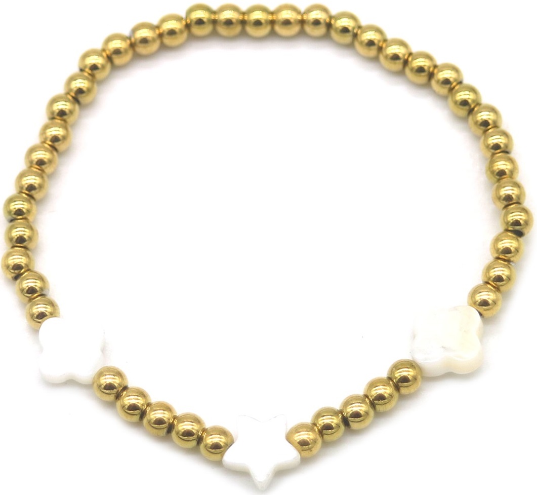 E-F23.1 B100-003-4 S. Steel Bracelet Clovers Star