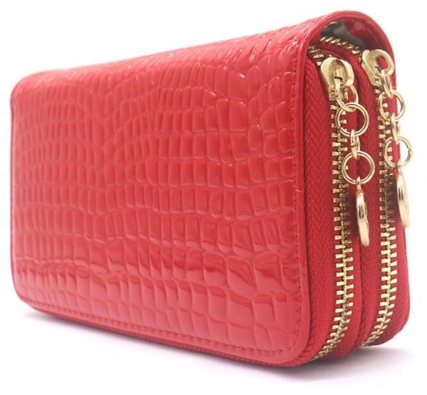 H-C13.1 WA004-008 PU Wallet Croco 19x10x3.5cm Red