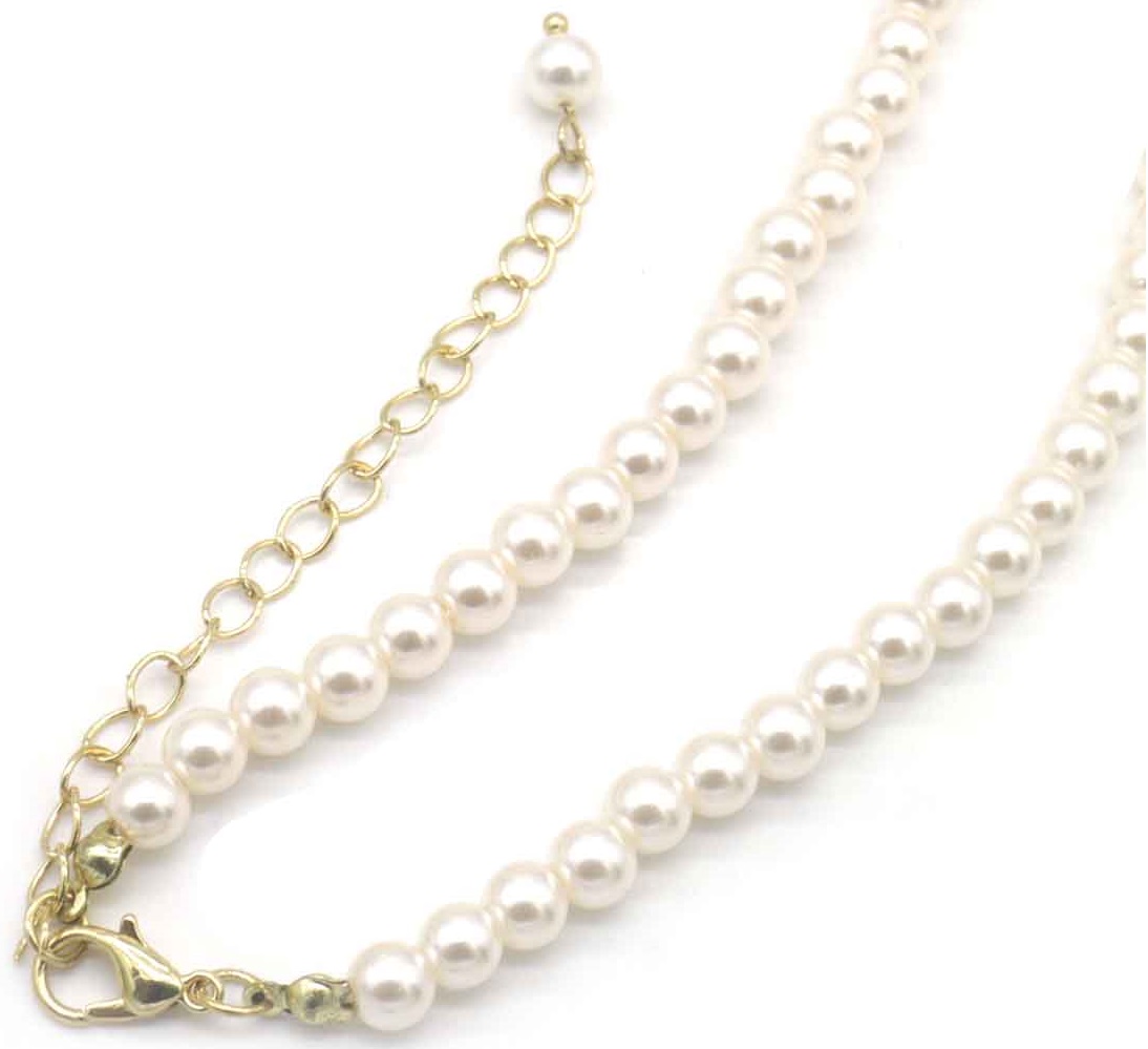 C-E2.3 N2458-010 Necklace Glass Pearls 5mm