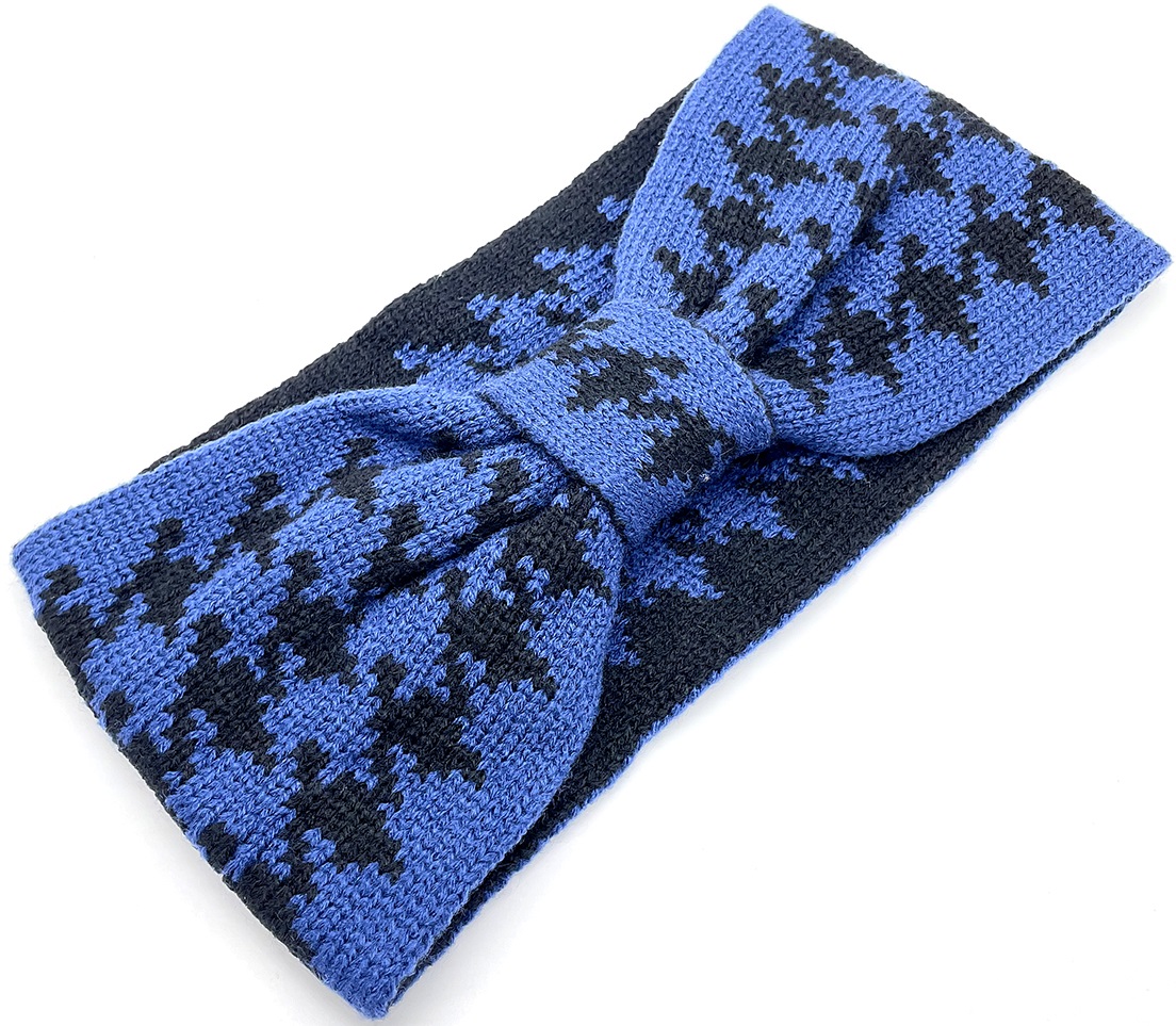 T-L4.2 H401-079 Winter Head Band checkered Blue