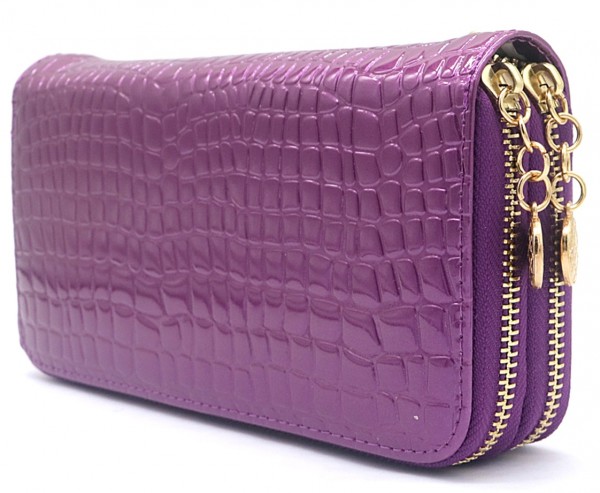 T-G5.1 WA004-008 PU Wallet Croco 19x10x3.5cm Purple