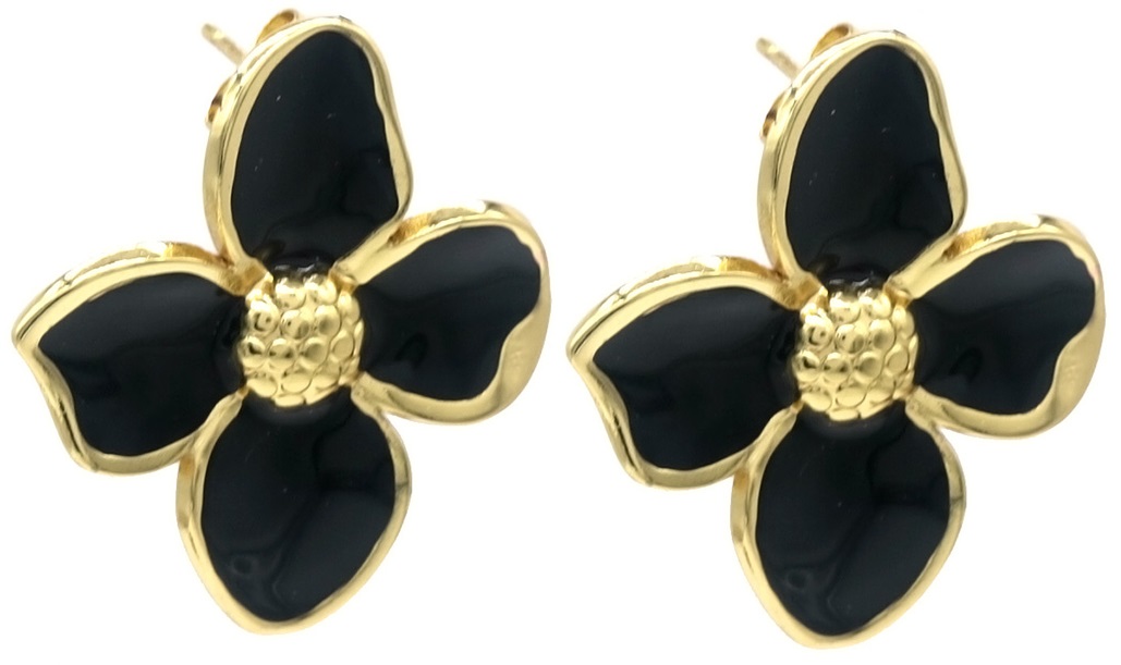 B-D18.1  E091-063G-1 S. Steel Earrings Flower 3cm