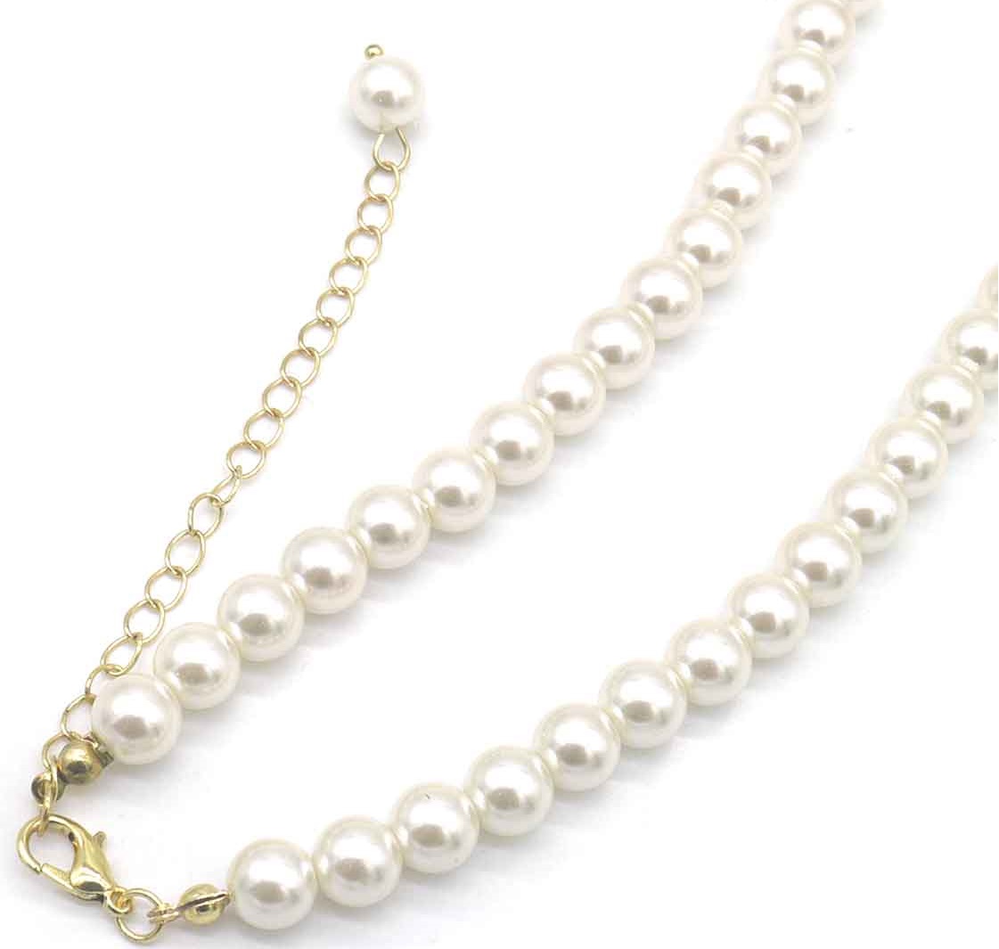 C-B18.5 N2458-010 Necklace Glass Pearls 8mm