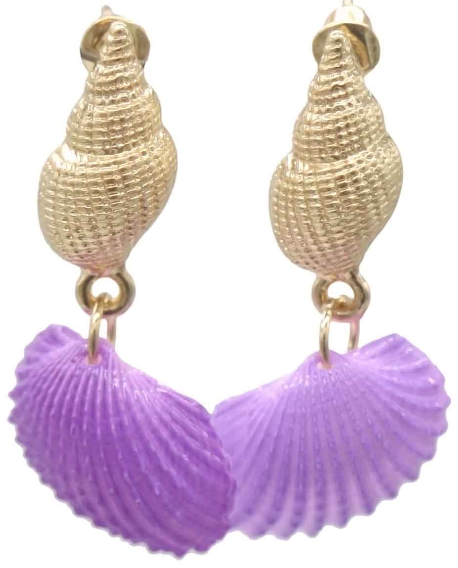 H-C22.1 E2431-006-3 Earrings Shell 4cm Purple