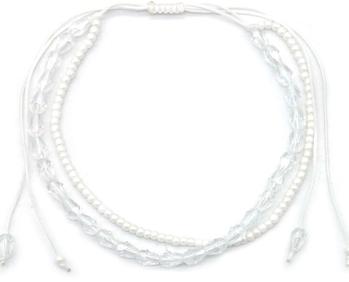 A-A21.3 ANK830-080-1 Anklet Glassbeads Layered White