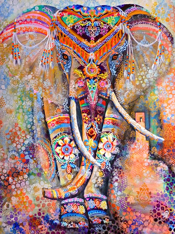 R-G3.2 Y0455 Diamond Painting -Canvas 50x40cm - Painting 45x35cm Elephant